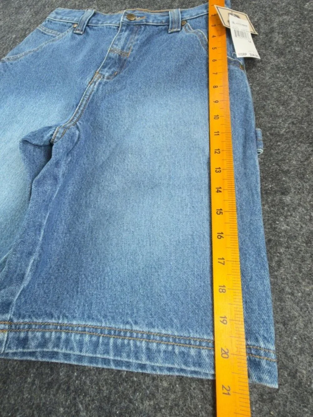 VTG John Deere Carpenter Shorts Boys 14 Womens Denim Utility Jorts NOS NWT